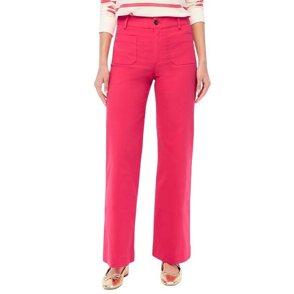 J.Crew Lizzie Wide-Leg Pants 26 Tall Raspberry Sherbet Linen Blend NWT - Picture 1 of 7